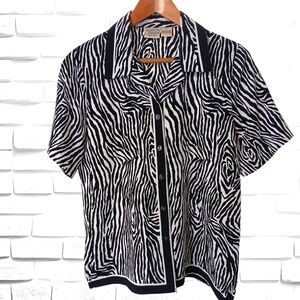 Women's Allison Daley Petites Size 8P, Black/White Zebra Print. 100%Poly